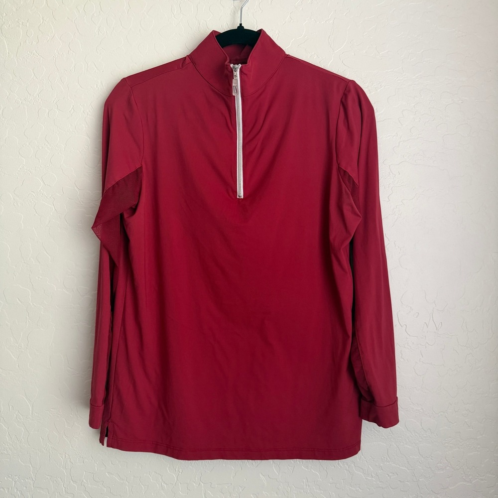 The Tailored Sportsman Women's Equestrian Quarter Zip Long Sleeve Top Red Large